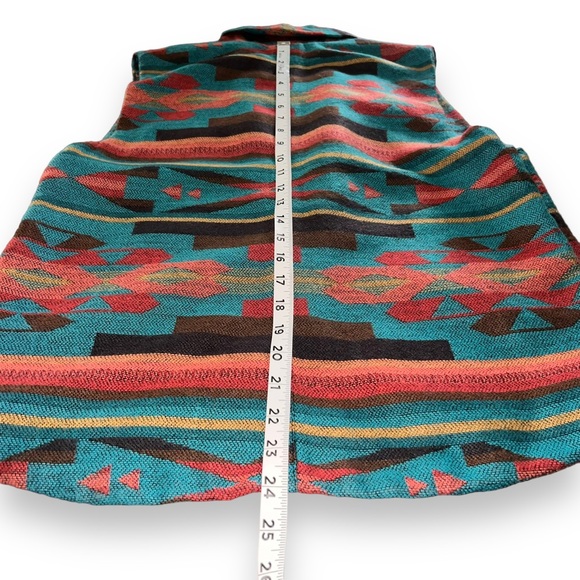 Vintage Herta Western Aztec Shawl Collar Vest Woman’s Medium Cotton Made In USA - Picture 7 of 8